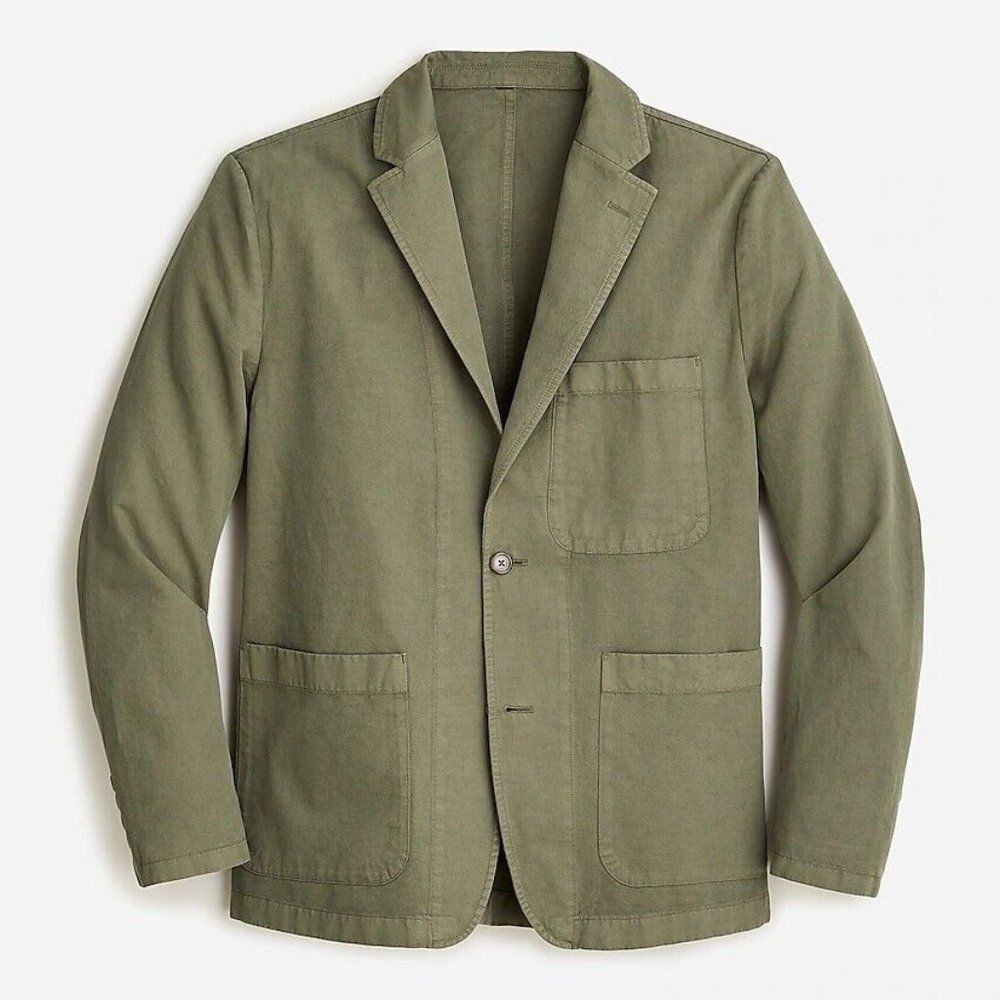 J. Crew Garment-dyed Cotton-Linen Chino Suit Jacket Thyme Green